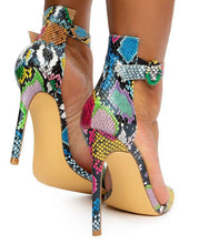 Load image into Gallery viewer, Multi Color Snake Skin Ankle Strap Heel
