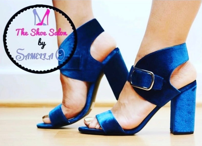 Blue Suede Block Heel